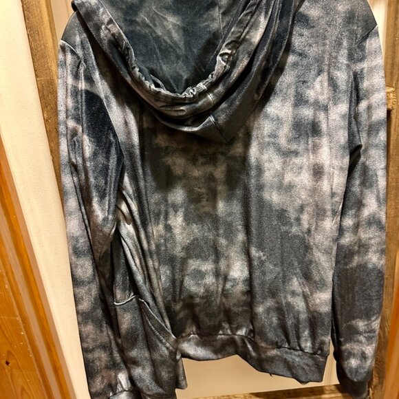 Black and White Tie Dye Aviator Nation Full Zip Hoodie L - Picture 2 of 2